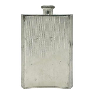 Antique Asprey London Sterling Silver Engine Turned Flask For Sale