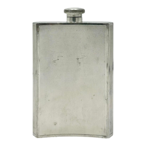 Antique Asprey London Sterling Silver Engine Turned Flask