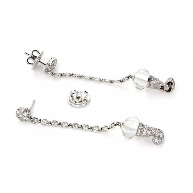 Chantecler Diamond & Clear Quartz 18k Gold Drop Dangle Earrings, 2 Pieces For Sale - Image 4 of 4