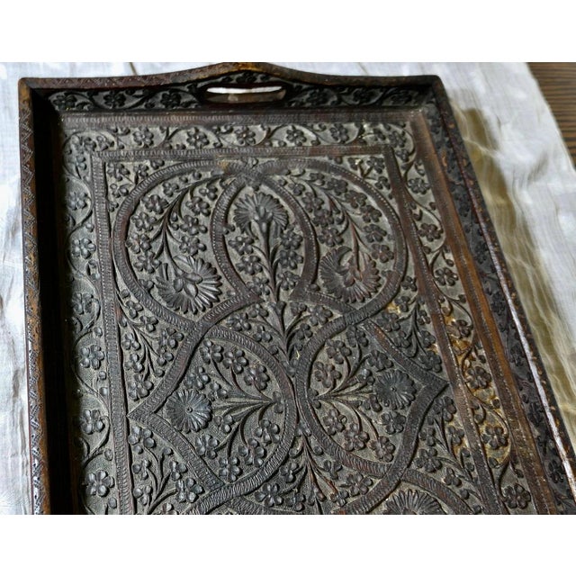 Oriental Folk Art Carved Tray, 1900s For Sale - Image 3 of 10