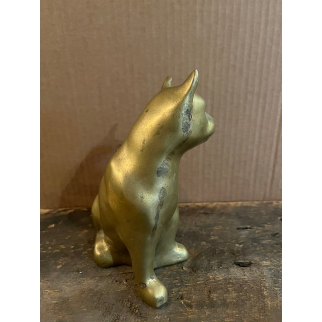 Mid-Century Modern Large Vintage Brass Cat Figurine For Sale - Image 3 of 10