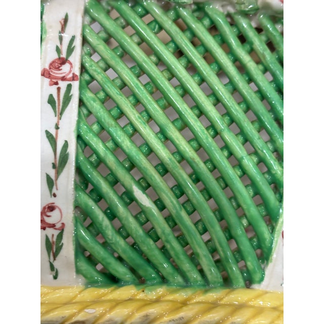Large Scale Vintage Italian Majolica Openwork Bowl / Basket Centerpiece For Sale - Image 14 of 15