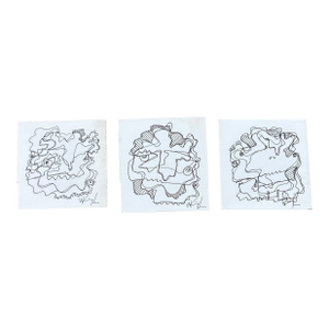 1980’s Three Original Wayne Cunningham Abstract Drawings - Set of Three