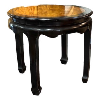 Mid Century Ebonized Burl Wood Asian Side Table Attributed to Century Furniture' by Raymond Soboto For Sale
