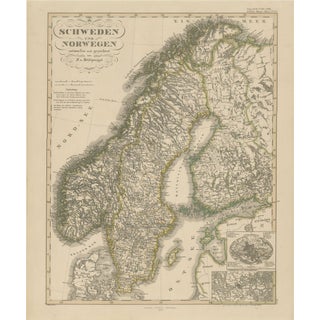 Antique Map of Scandinavia, 1857 For Sale