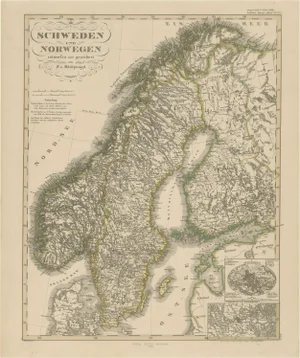 Antique Map of Scandinavia, 1857