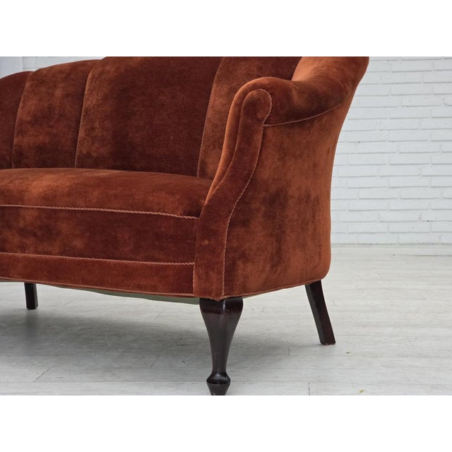 Danish 2-Seater Sofa in Velour and Oak, 1950s For Sale - Image 18 of 18