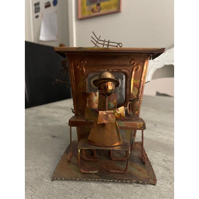 Copper Vintage 1970s Brutalist Copper "The Entertainer" Piano Player Music Box For Sale - Image 8 of 11