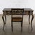 Wonderful vintage Chinoiserie or French Louis XV style ladies writing desk and chair both composed of black lacquered wood...