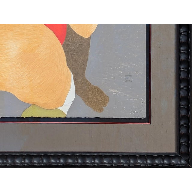 Drawing/Sketching Materials Phyllis Steele Modern Colorful Pastel Drawing of a Pair of Competing Sumo Wrestlers in Red, 20th Century For Sale - Image 7 of 11