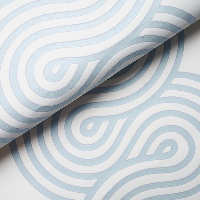 Schumacher Sample - Schumacher Giraldi Wallpaper in Sky For Sale - Image 4 of 5