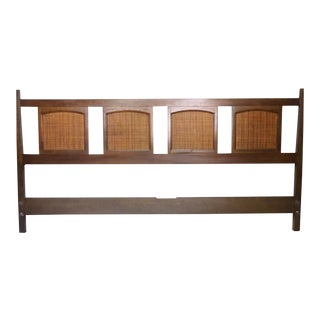 1960s Vintage Danish Modern King Size Walnut Headboard For Sale
