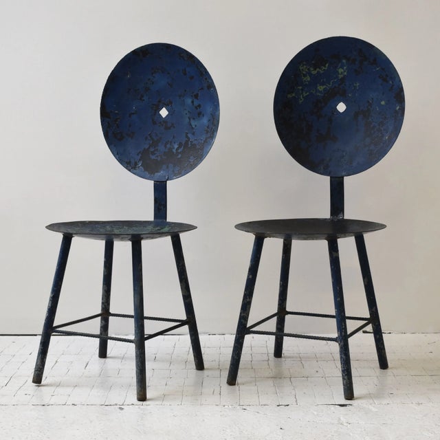Vintage Assembled Agricultural Machinery Steel Chairs, Circa Mid 20th Century. Industrial in style, these chairs were...