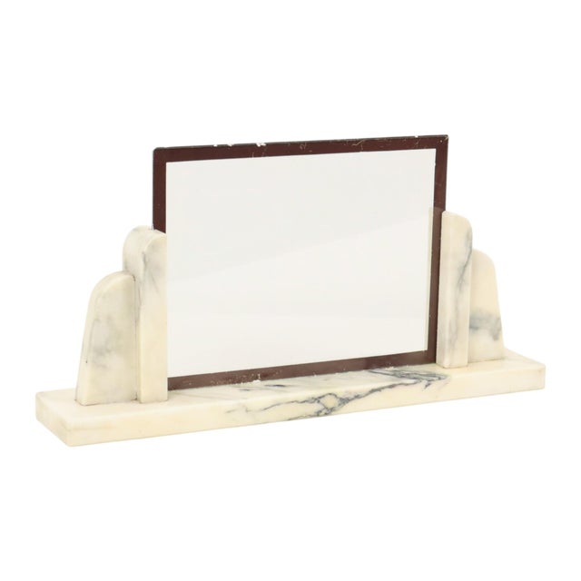 Large Art Deco Photo Frame in Marble and Glass with Mirrored Border, 1930s For Sale - Image 11 of 18