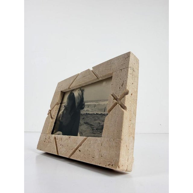 Mid-Century Modern Italian Carved Travertine Table Picture Frame, 1970s For Sale - Image 13 of 16