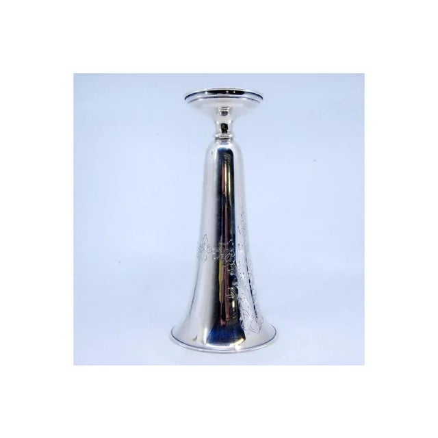 Silver Vase with Floral Engravings and Circular Beaded Base For Sale - Image 6 of 9