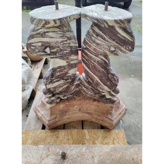 Wall Fountain in Breccia Pernice and Giallo Siena Marble, 19th Century For Sale - Image 11 of 12