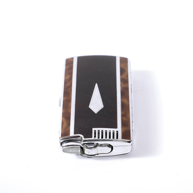 Art Deco Art Deco Chrome & Inlaid Bakelite Cigarette Case & Lighter Signed Ronson For Sale - Image 3 of 18