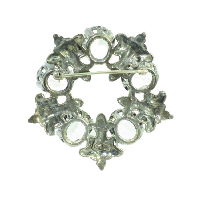 Metal Vintage Designer Cini Sterling Rock Crystal Brooch 1950s For Sale - Image 7 of 8