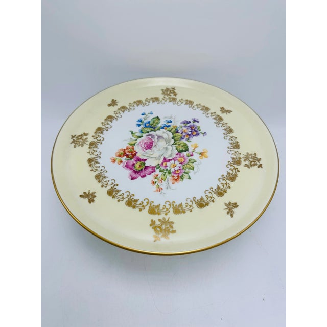 French Vintage French Cake Plate, Hand Painted For Sale - Image 3 of 6