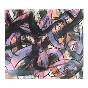 Abstract Black Pink Ribbons Painting by Jerry Adams