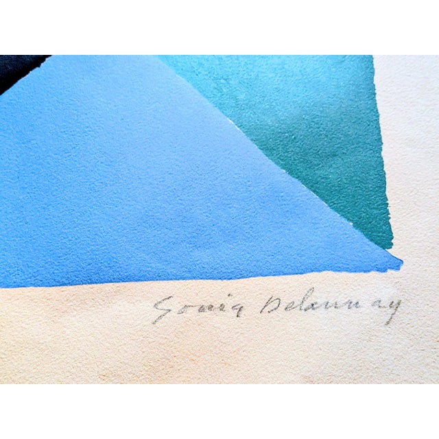 Sonia DELAUNAY-Abstraction in Color Triangles/Salon des enfants, 1966 Hand-Signed Stencil on Johannot paper, signed in...