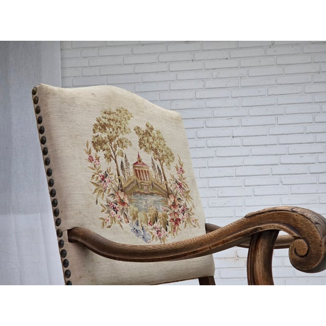 Wood Vintage Danish Highback Armchair in Hand Woven Wool, 1950s For Sale - Image 7 of 18