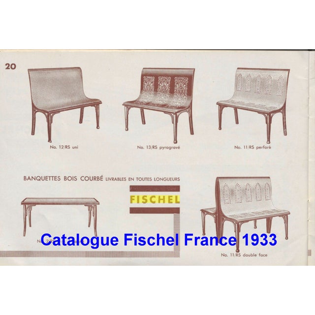 Curved Wood Bistro Bench by DG Fischel France, 1930 For Sale - Image 3 of 15