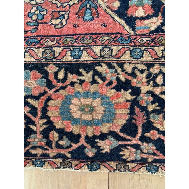 Majestic Navy & Pink Antique Persian Ferehan Sarouk - 9′10″ × 12′11″ For Sale - Image 9 of 13