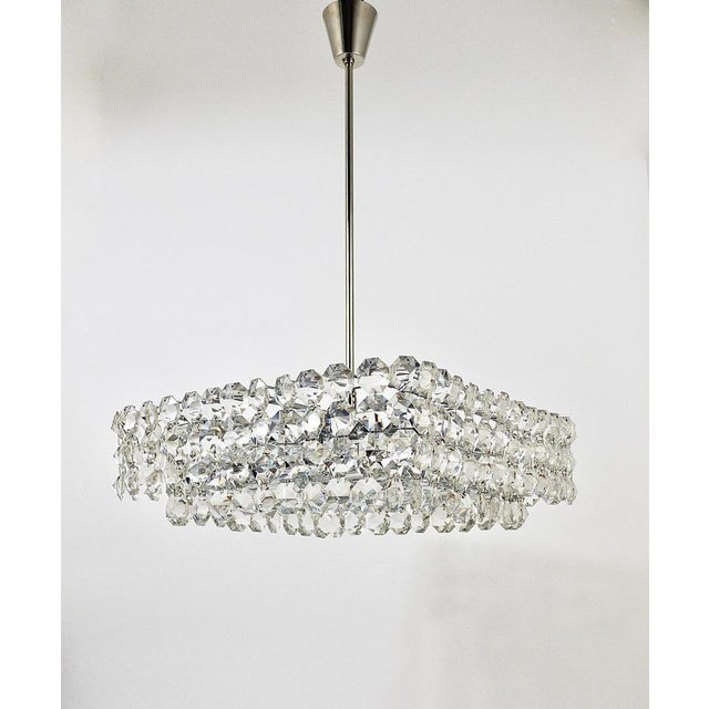 Large Austrian Square Chandelier with Diamond-Shaped Crystals from Bakalowits & Söhne, 1950s For Sale - Image 17 of 18