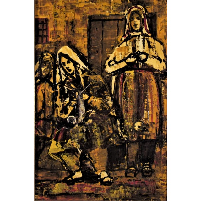 This artwork "Three Women" is an oil on canvas board by renown Turkish artist Ali Demir, 1931-2015. It is signed and dated...