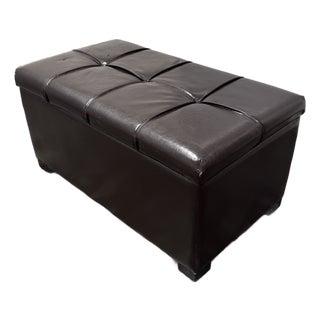 Convenience Concepts Tufted Faux Leather Storage Ottoman Bench For Sale