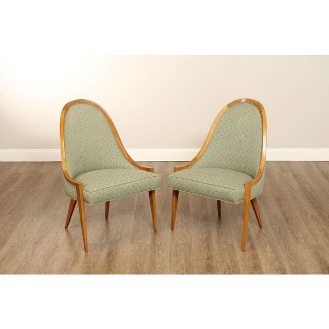 High Quality Mid Century Style Sculpted Solid Light Mahogany Frame High Backed Gondola Slipper Chairs With Custom...