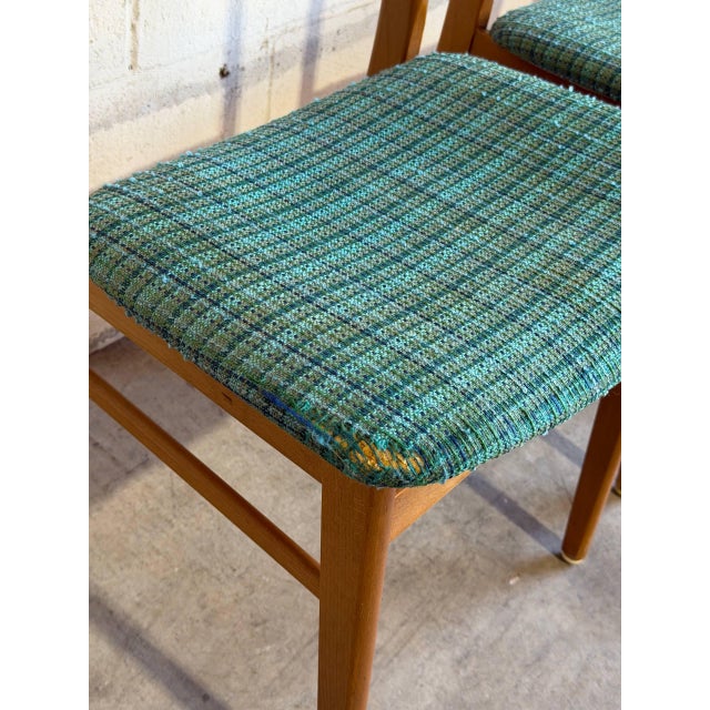 Teak Dining Chairs Set of 4 With Blue Upholstery Danish Mid-Century Modern 1960s For Sale - Image 10 of 11