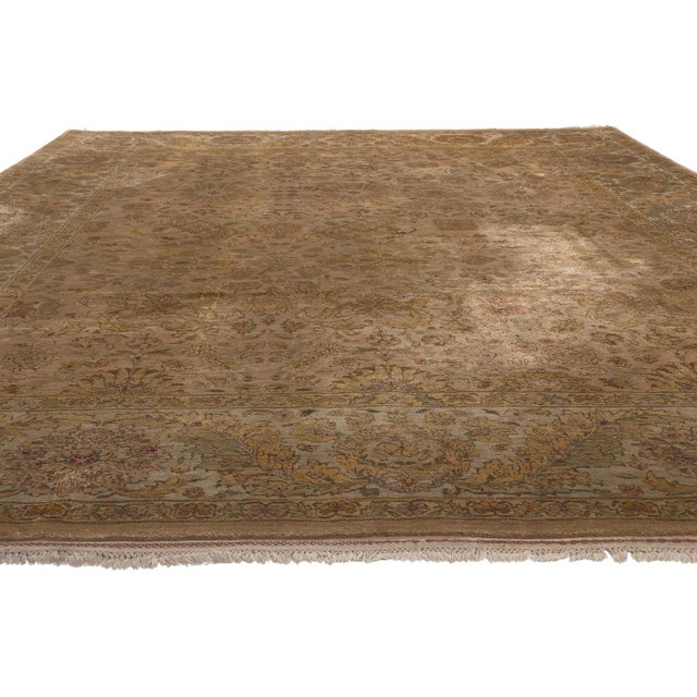 Contemporary Vintage Earth-Tone Brown Indian Tabriz Rug, 09'03 X 12'03 For Sale - Image 3 of 9