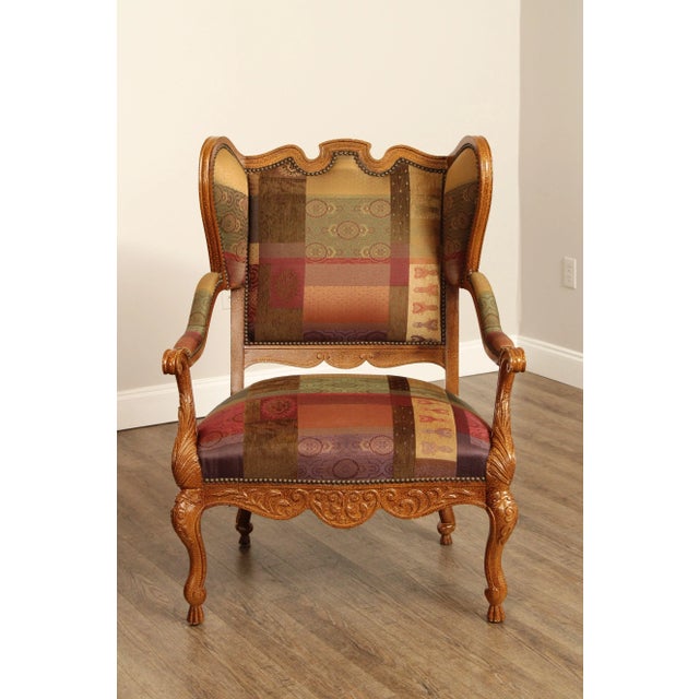 Century Furniture Louis XV Provincial Style Arm Chair and Ottoman For Sale - Image 9 of 12