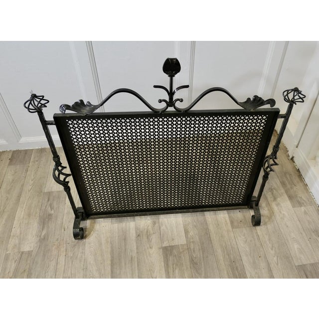 Large Gothic Wrought Iron Fire Screen, 1890s For Sale - Image 3 of 7