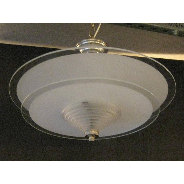 Mid-Century Modern French Art Deco Frosted Glass Chandeliers by Leleu For Sale - Image 3 of 10