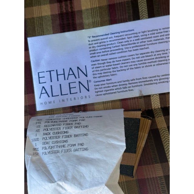 Ethan Allen Upholstered Club Chair With Ottoman For Sale - Image 9 of 12