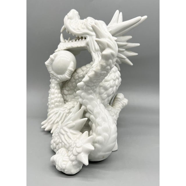 Fitz and Floyd Large 20th Century Blanc De Chine Fitz and Floyd Chinoiserie Dragon Figurine For Sale - Image 4 of 12