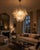 Rare Italian vintage Murano chandelier. The fixture is made up of 41 individual handblown transparent glass elements...