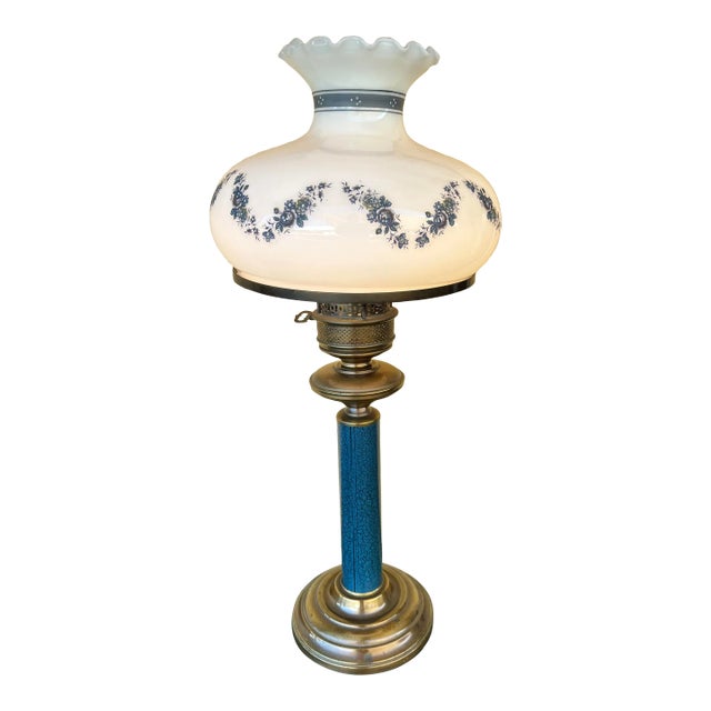 Mid 20th Century Glass Shade Lamp For Sale