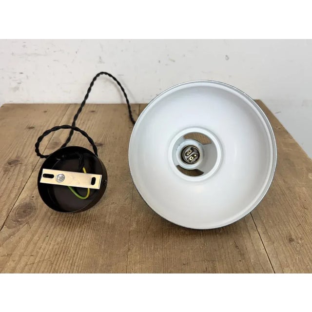 Vintage Industrial Green Painted Ceiling Lamp For Sale - Image 14 of 17
