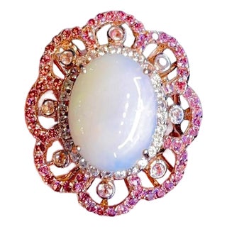 Bochic "Capri" Vintage Opal Cocktail Ring with Rodorite & Topaz 18K & Silver For Sale
