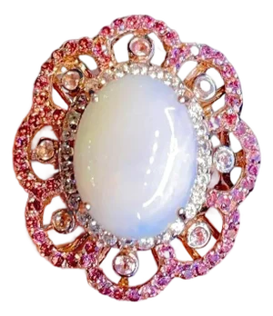 Bochic "Capri" Vintage Opal Cocktail Ring with Rodorite & Topaz 18K & Silver