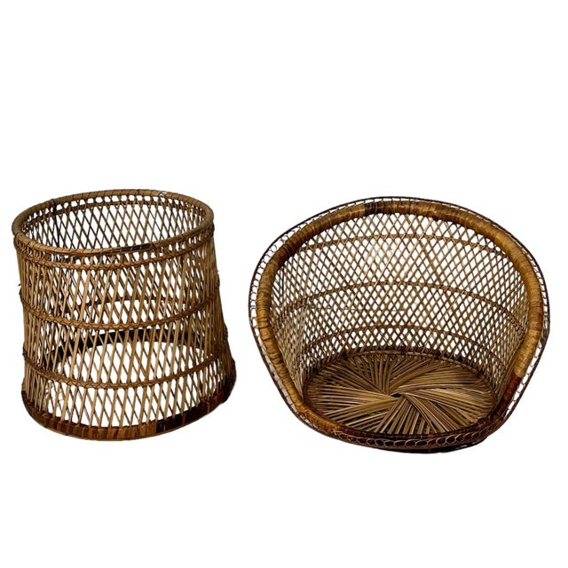 Wood Boho Chic Bohemian Emmanuelle Style Woven Wicker Side Chair C 1970's For Sale - Image 7 of 11