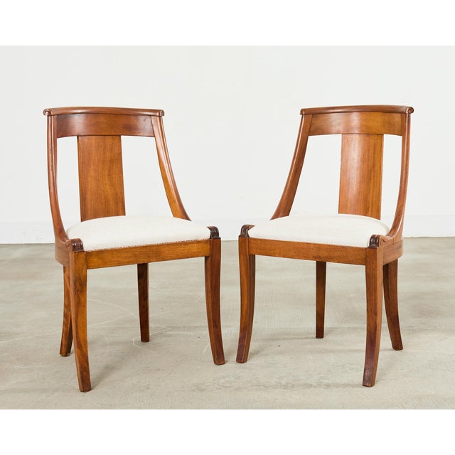Wood Set Six French Art Deco Gondola Dining Chairs For Sale - Image 7 of 18