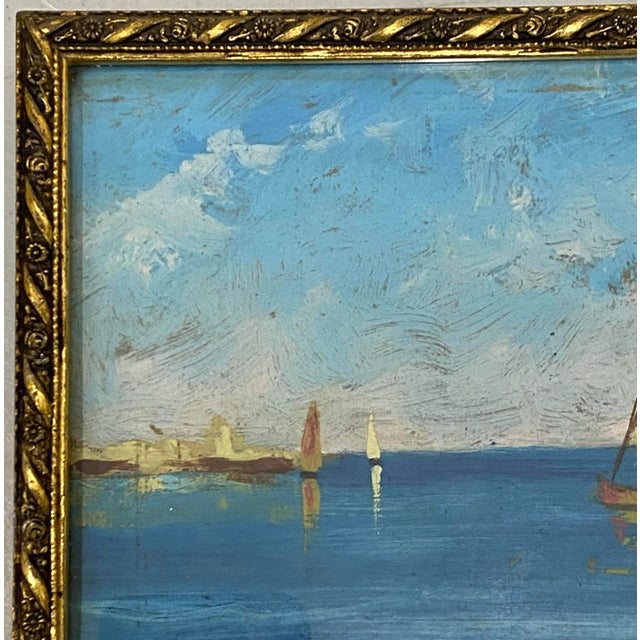 Blue Early 20th Century "Net Menders" Original Oil Painting C.1920 For Sale - Image 8 of 10