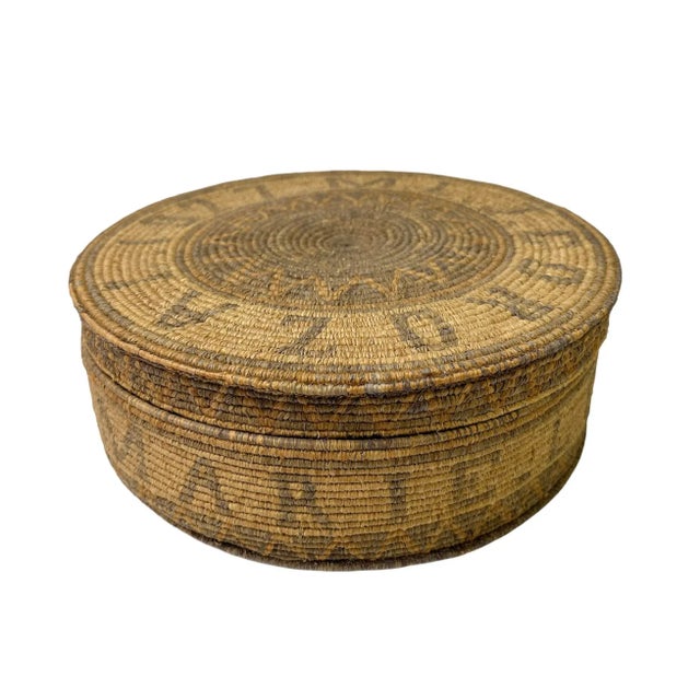 1920s Antique Central American Basket With Lid For Sale - Image 10 of 10