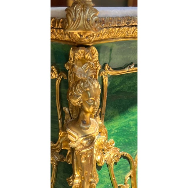 Wood Pair of Faux Malachite Pedestals For Sale - Image 7 of 8
